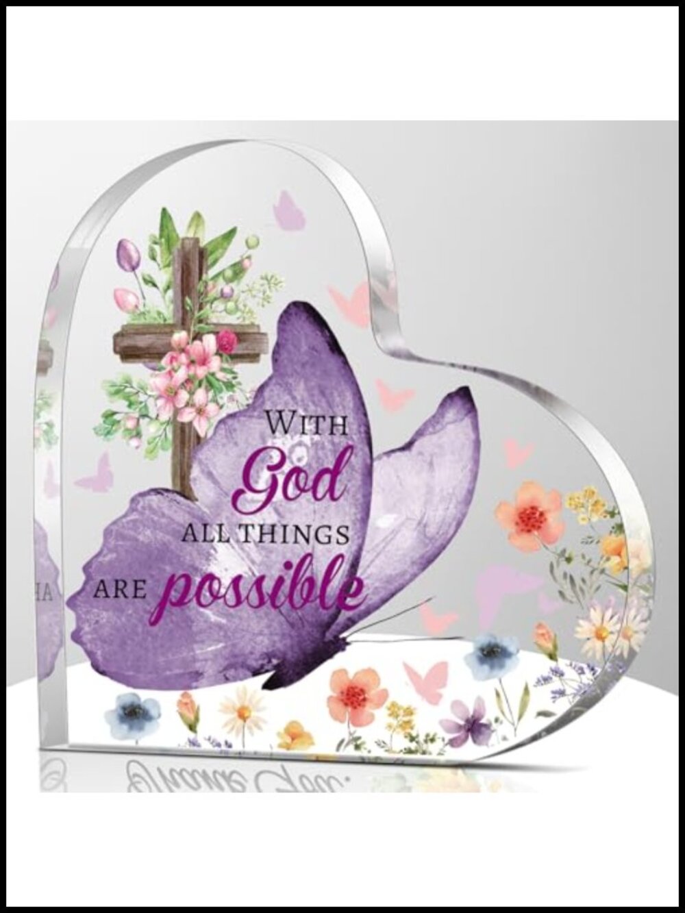 Inspirational Bible Verse Acrylic Plaque Desk Decor Spiritual Gift